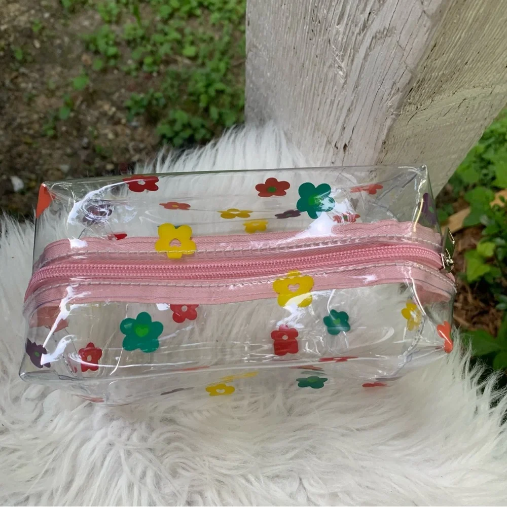Flower Print Clear Makeup Bag